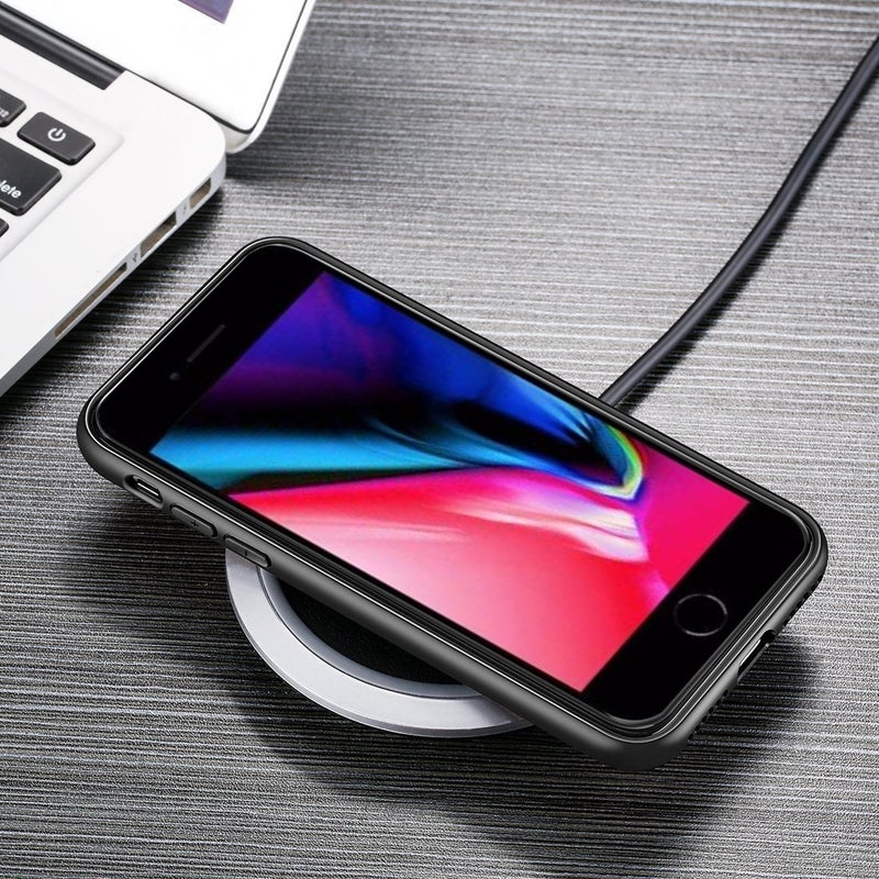 جراب Humixx لهاتف iPhone 8 Plus، جراب iPhone 7 Plus، [سلسلة كريستال] غطاء خلفي من الزجاج المقوى الأسود وحافة TPU ماصة للصدمات، جراب حماية كامل لهاتف iPhone 7 Plus/iPhone 8 Plus - Image 5